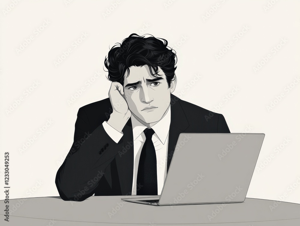 businessman looking stressed while working on his laptop businessman looking stressed while working on his laptop