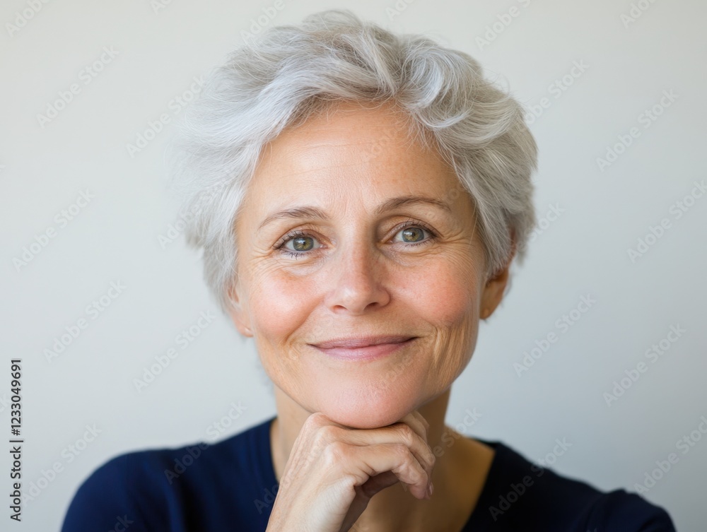 portrait of a smiling mature woman with gray hair portrait of a smiling mature woman with gray hair