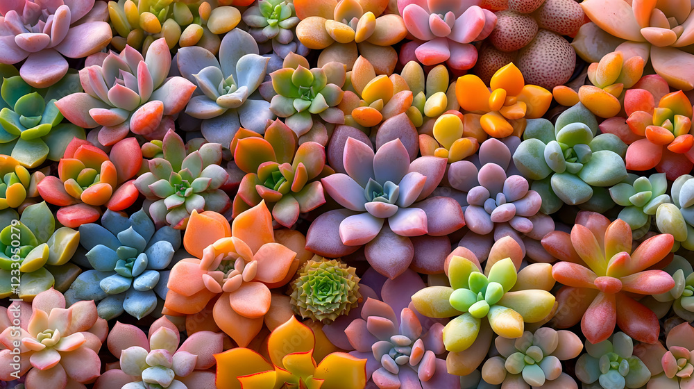 Colorful succulent plants, garden arrangement, top view, vibrant background, home decor Colorful succulent plants, garden arrangement, top view, vibrant background, home decor