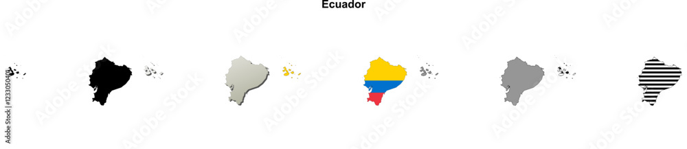 Obraz premium Ecuador outline map set