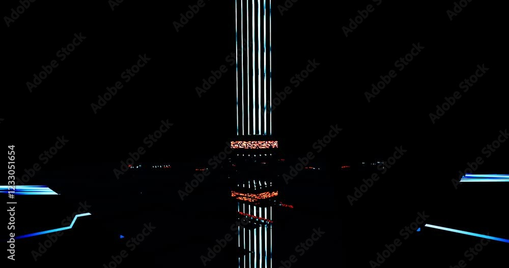 abstract cyberpunk city with a tower in the middle with energy flowing up, glitched screens, dark city, abstract futuristic dystopia concept, Power being drained. abstract cyberpunk city with a tower in the middle with energy flowing up, glitched screens, dark city, abstract futuristic dystopia concept, Power being drained.