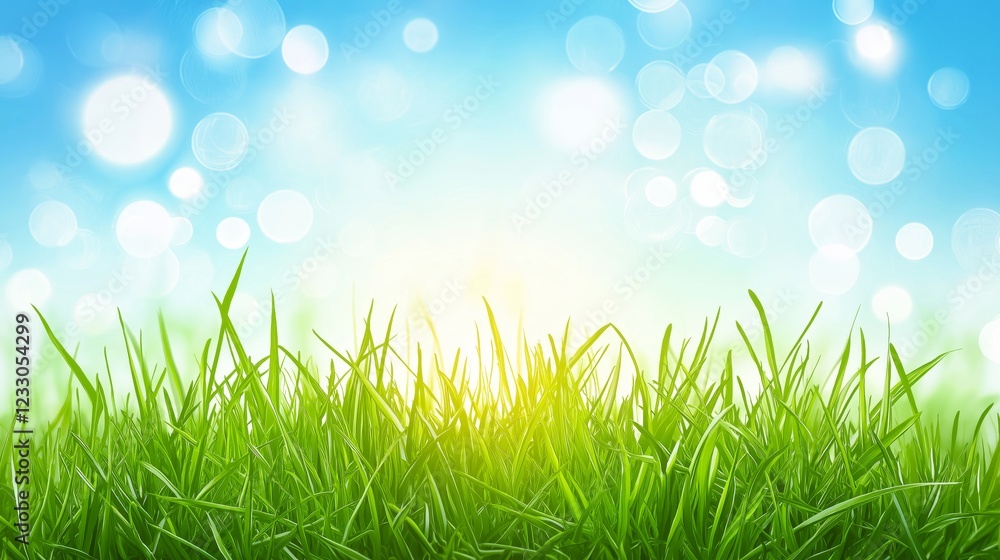 Vibrant green grass with sunlight and bokeh effect, symbolizing freshness, nature, eco-friendly environment, growth, and the beauty of spring and summer landscapes, Generative AI Vibrant green grass with sunlight and bokeh effect, symbolizing freshness, nature, eco-friendly environment, growth, and the beauty of spring and summer landscapes, Generative AI