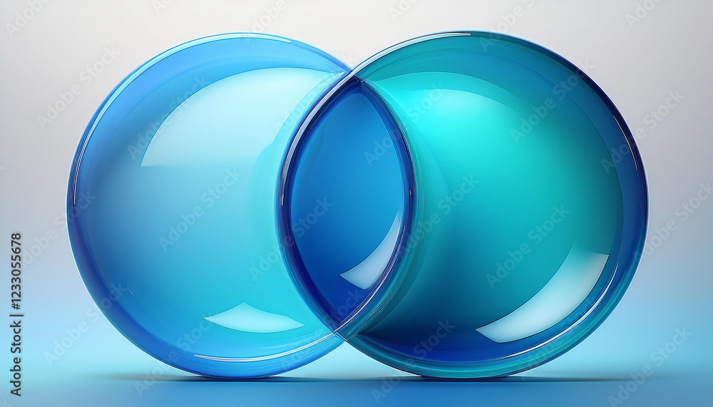 abstract circles, overlapping shapes, blue and teal tones, modern design, minimalism, glossy texture, soft lighting, gradient colors, visual balance, transparency effect, contemporary art abstract circles, overlapping shapes, blue and teal tones, modern design, minimalism, glossy texture, soft lighting, gradient colors, visual balance, transparency effect, contemporary art