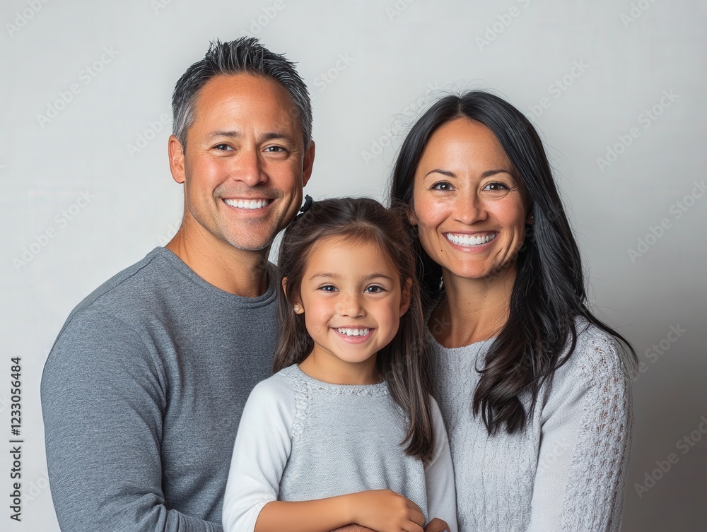 happy family of three smiling for a portrait happy family of three smiling for a portrait
