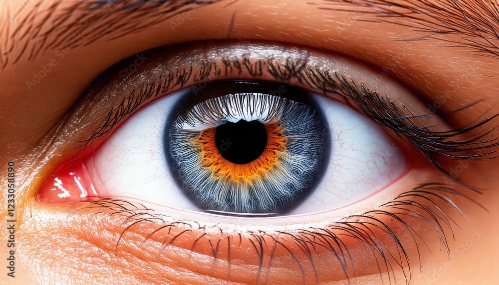Fototapeta premium A close-up of a human eye ball with a heart-shaped reflection