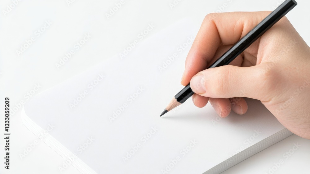 hand writing on blank notepad with pencil hand writing on blank notepad with pencil