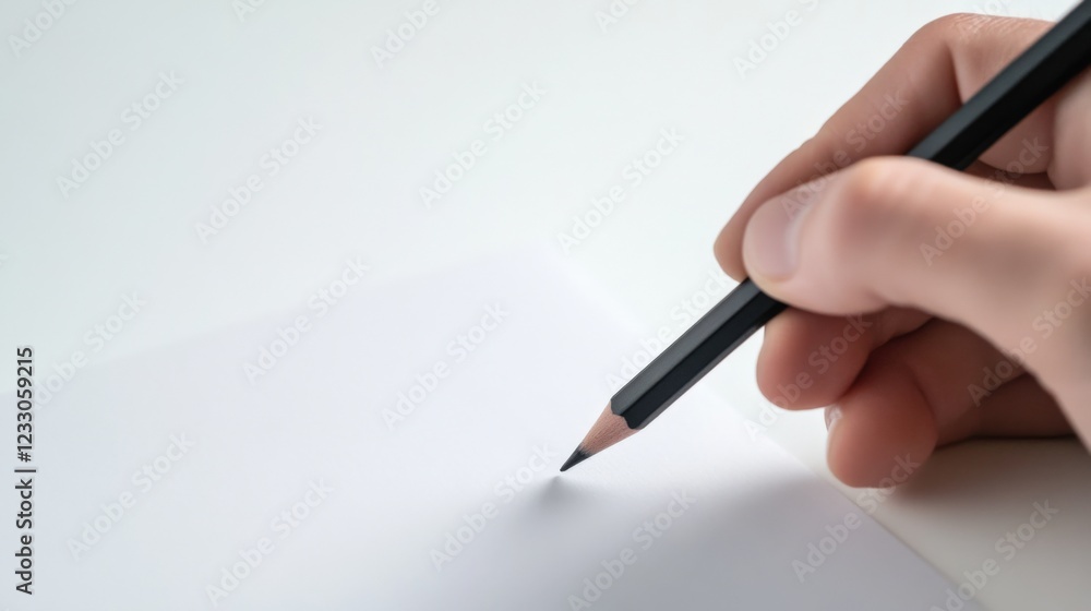 hand writing with a pencil on blank paper hand writing with a pencil on blank paper