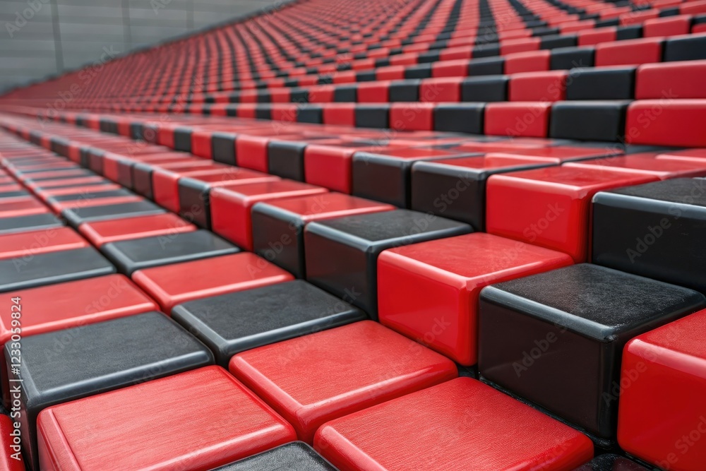 Obraz premium Close-up view of red and black cubes in a repeating pattern, dimension, cube