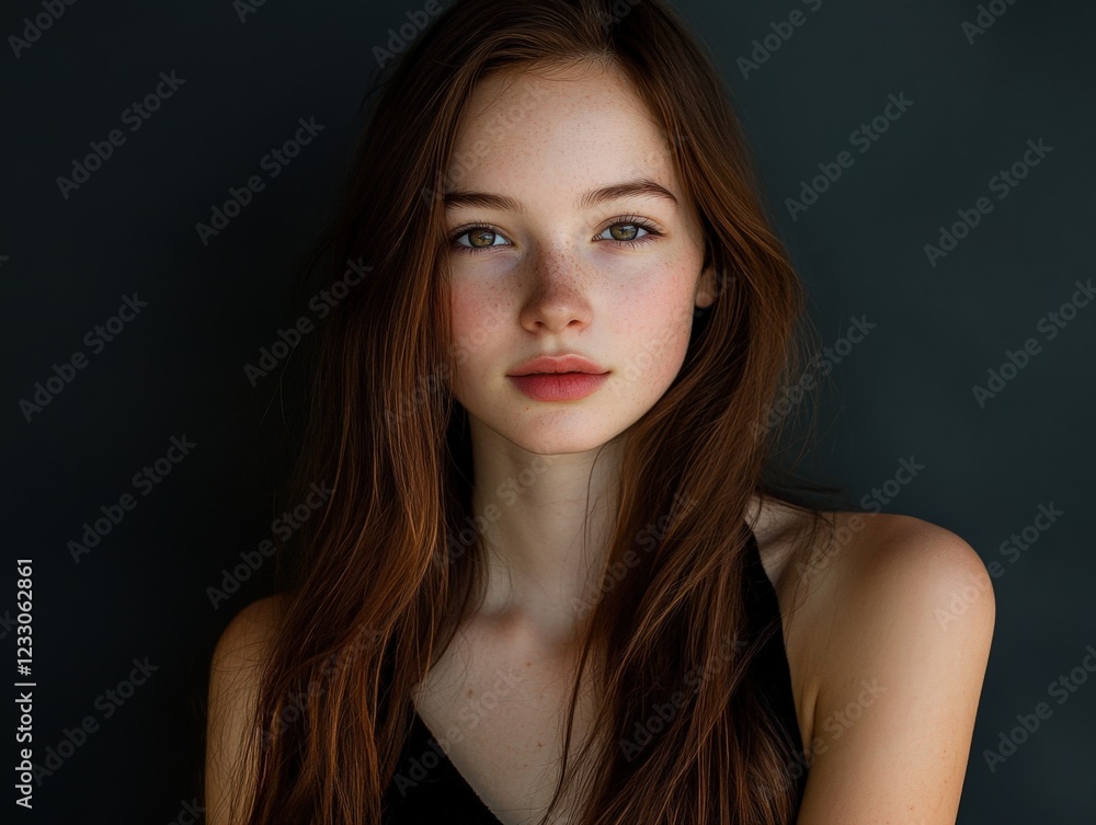 portrait of a beautiful young woman with long brown hair portrait of a beautiful young woman with long brown hair
