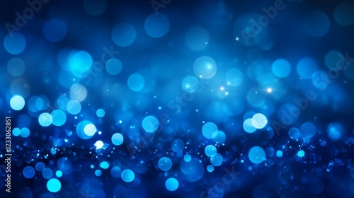 Beautiful blue sparkling lights create an abstract and dreamy background.