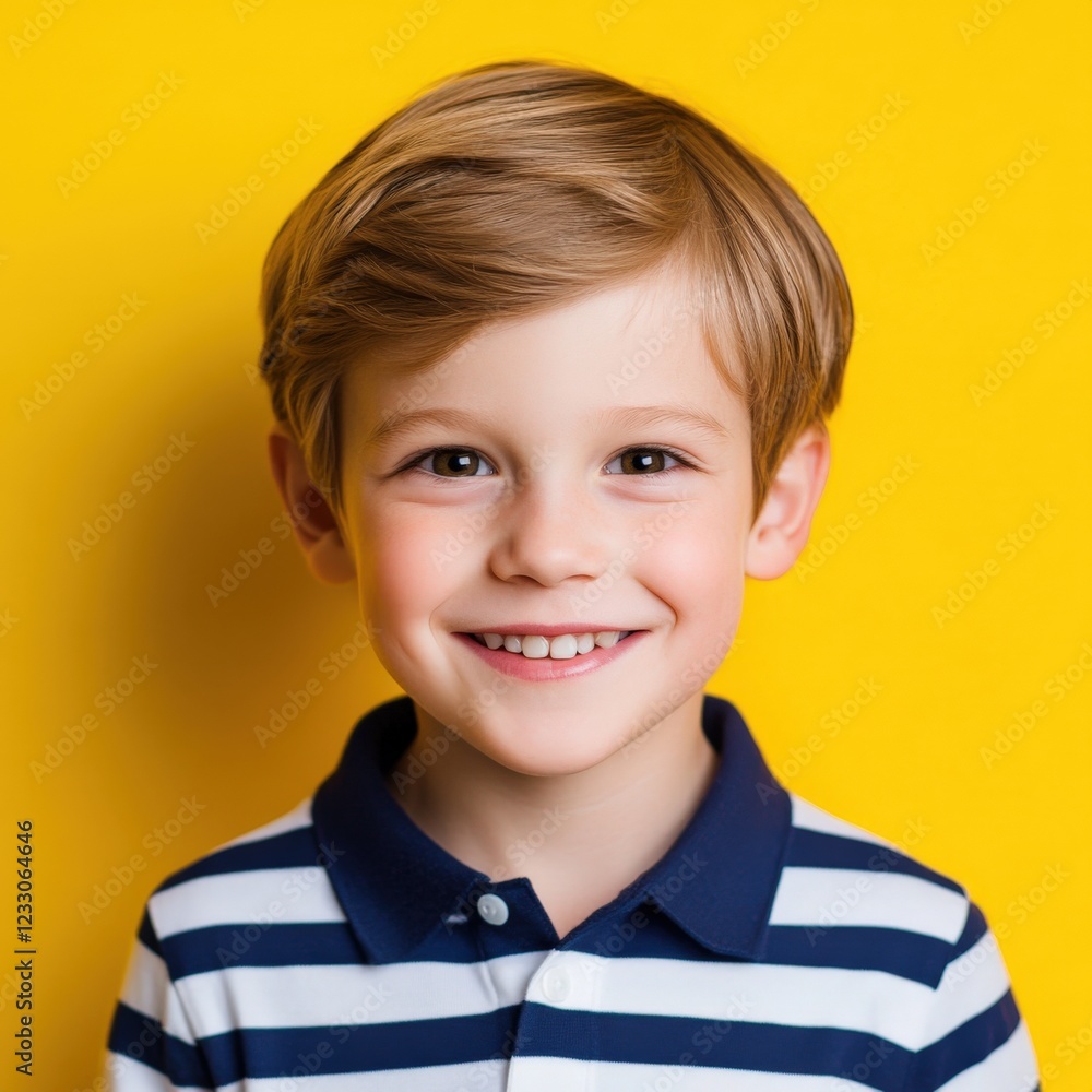 portrait of a happy young boy smiling against a bright yellow background portrait of a happy young boy smiling against a bright yellow background