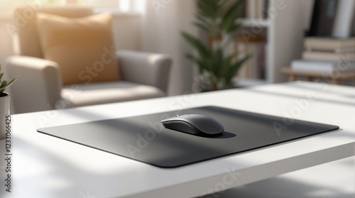 Wallpaper Mural A minimalist workspace with a computer mouse and mousepad on a wooden desk Torontodigital.ca