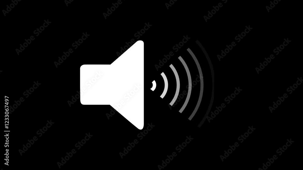 Sound icon audio music speaker animation on black background. Speaker icon. sound icon. Animation of speaker volume, Microphone, sound Voice with speaker icon on black background. Sound icon audio music speaker animation on black background. Speaker icon. sound icon. Animation of speaker volume, Microphone, sound Voice with speaker icon on black background.