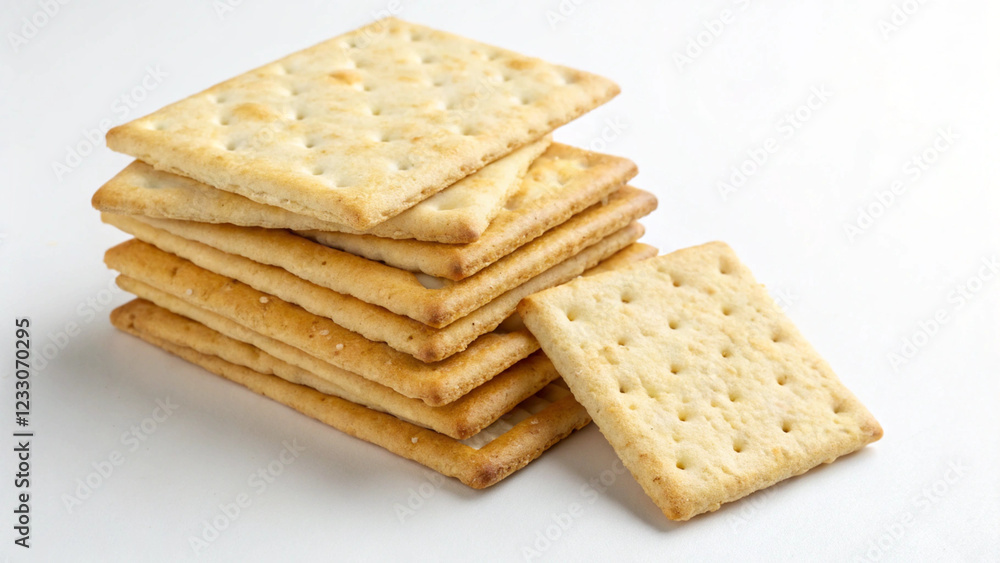 Close-up of a stack of crackers with a focus on the textured surface Close-up of a stack of crackers with a focus on the textured surface