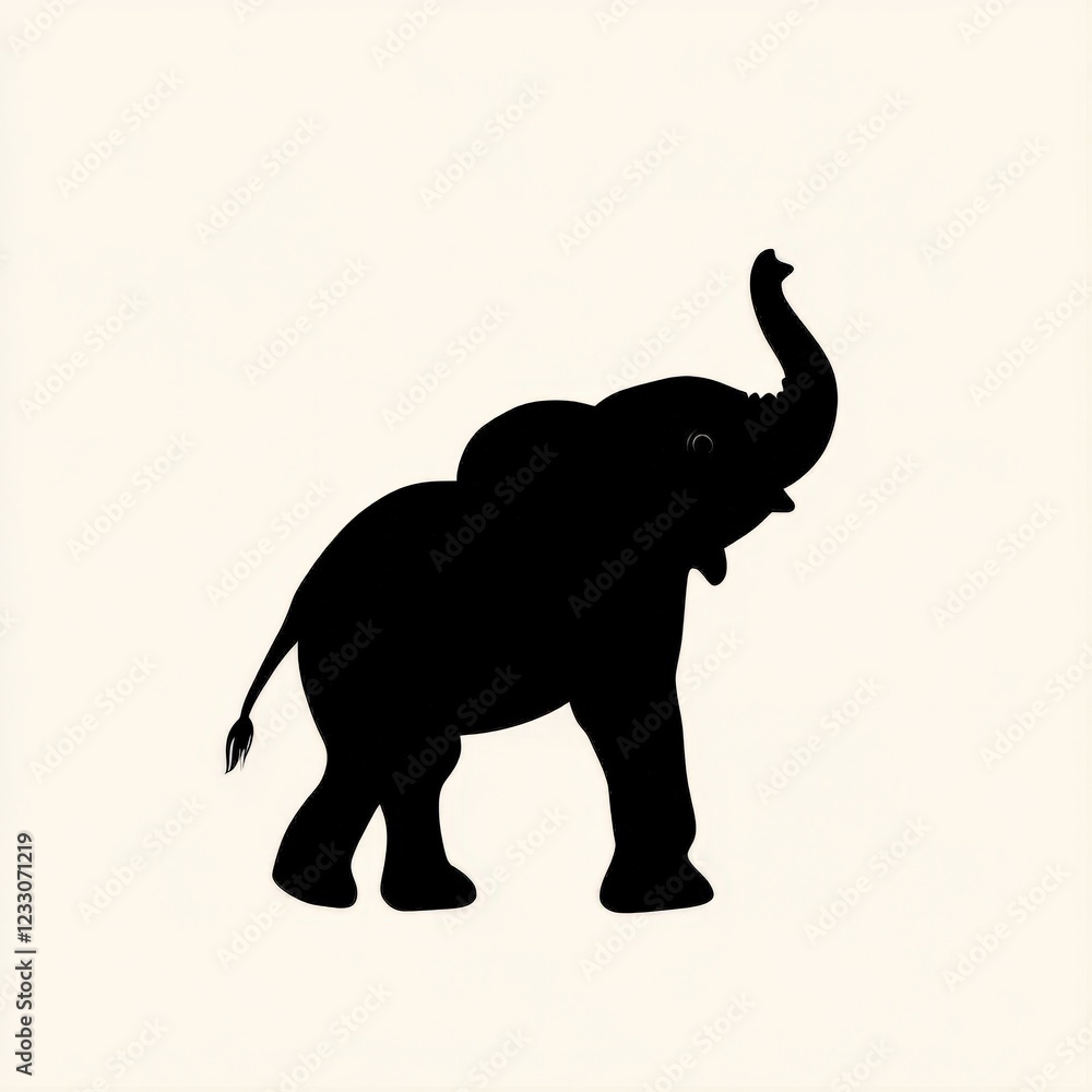 silhouette of an elephant with trunk raised silhouette of an elephant with trunk raised