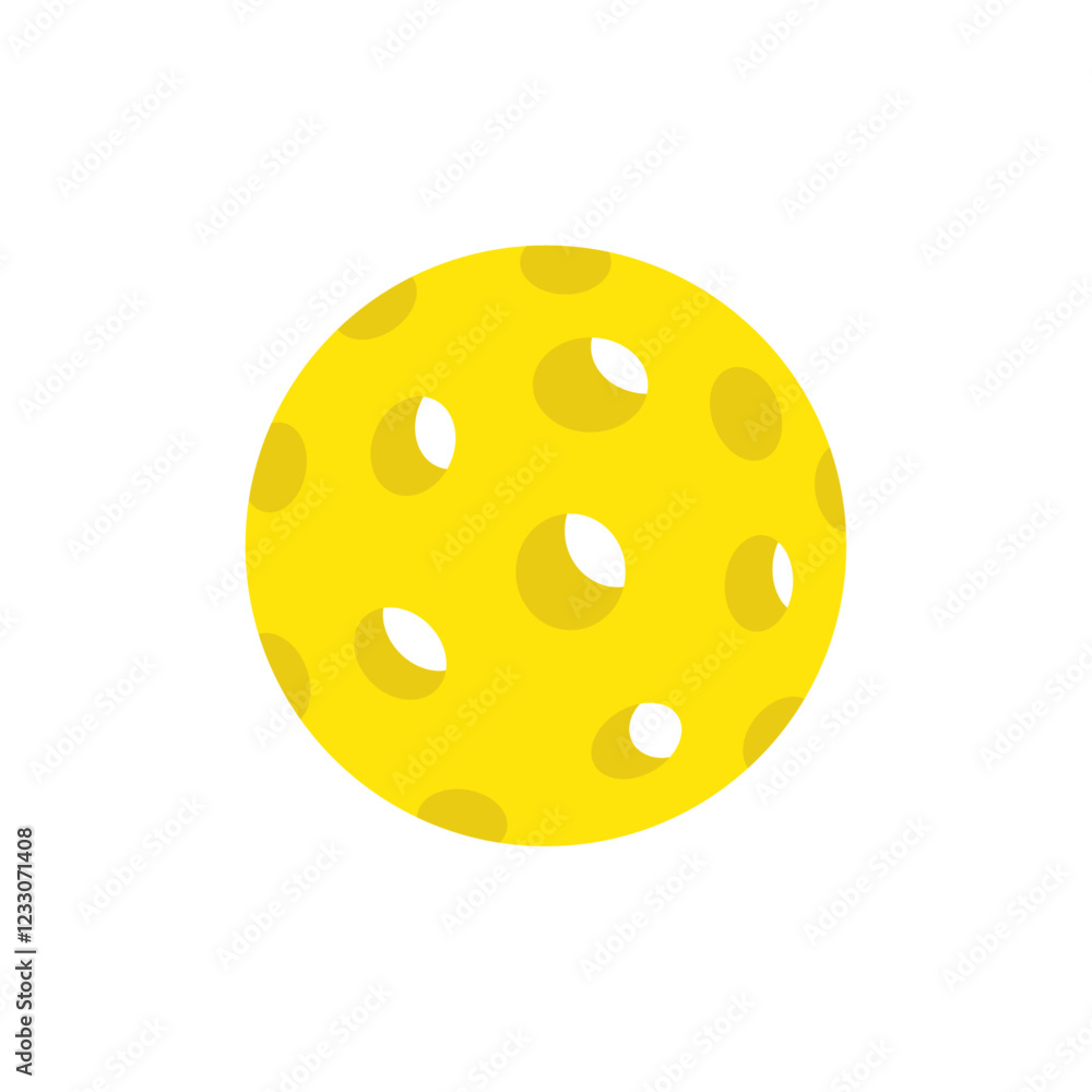 Fototapeta premium Yellow pickleball ball isolated on transparent background. Vector illustration icon, template.