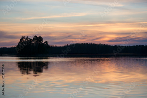 Wallpaper Mural A scenic lake view in the forests of Finland in spring time Torontodigital.ca