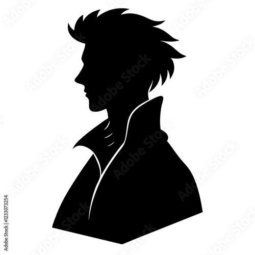 Hunter Anime Boy Silhouette Profile Vector Illustration Black Silhouette Art