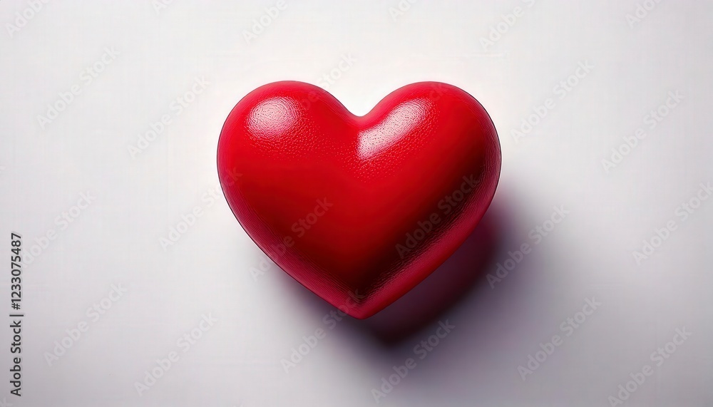 A shiny, red 3D heart with a glossy finish, soft reflections A shiny, red 3D heart with a glossy finish, soft reflections