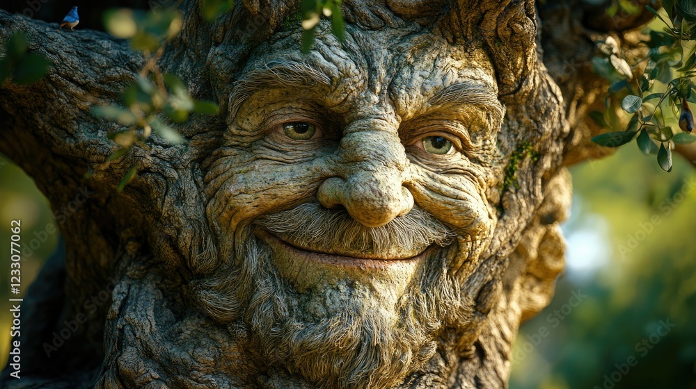 An Old Man Tree Face Smiling Gently An Old Man Tree Face Smiling Gently