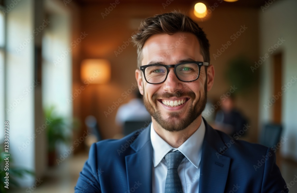 Smiling businessman in office. Happy professional man in suit and glasses. Successful and confident manager. Inside modern office space. Photo taken in studio. Positive expression. Smiling businessman in office. Happy professional man in suit and glasses. Successful and confident manager. Inside modern office space. Photo taken in studio. Positive expression.