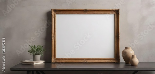 Elegant wooden frame mockup for artwork presentation, white, presentation, elegant, frame