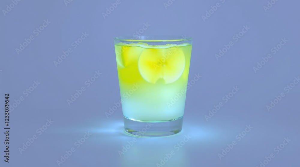 The image shows a soft drink, with colors and energetic light trails The image shows a soft drink, with colors and energetic light trails