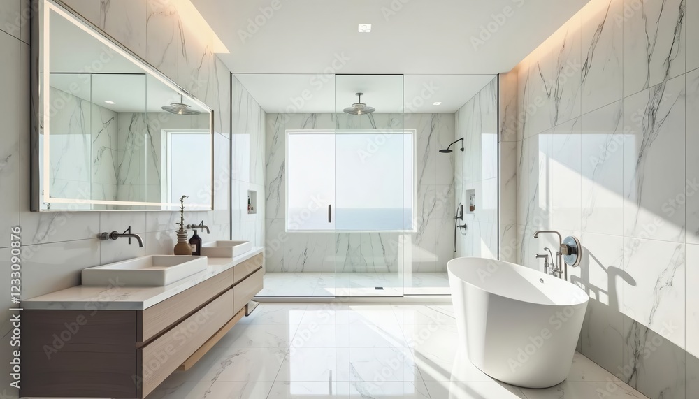 Luxury Ocean View Bathroom Design with Freestanding Tub Luxury Ocean View Bathroom Design with Freestanding Tub