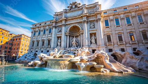 Fototapeta Naklejka Na Ścianę i Meble -  Amazing Trevi Fountain Italy Rome, sunny day