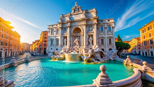 Fototapeta Naklejka Na Ścianę i Meble -  Amazing Trevi Fountain Italy Rome, sunny day