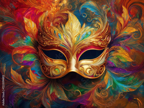 Venetian mask and sea waves in the background