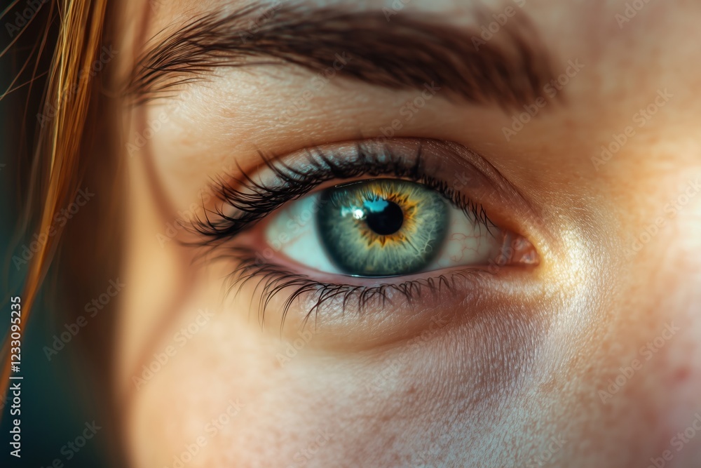 Fototapeta premium Nahaufnahme eines menschlichen Auges mit grün-blauer Iris