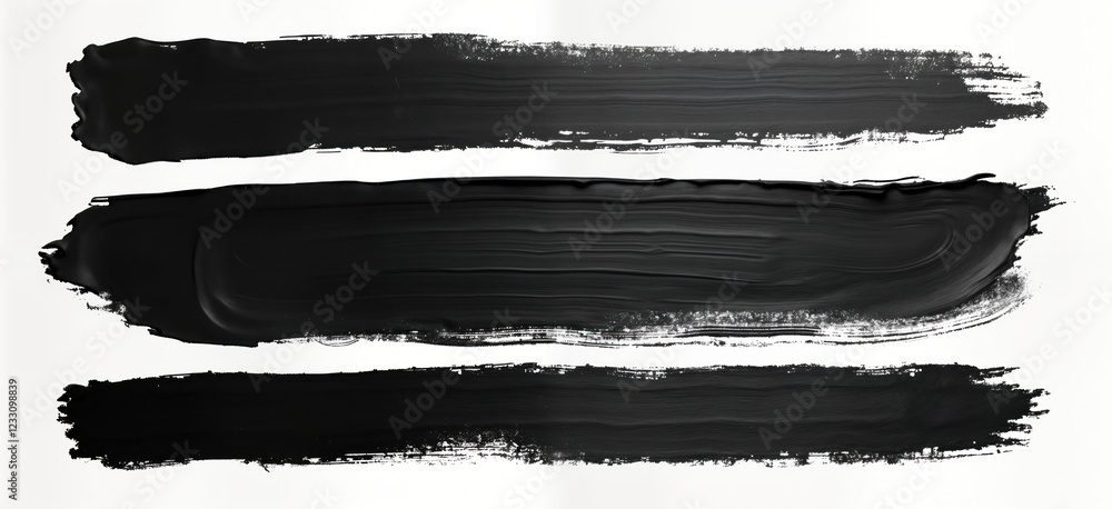 Abstract black paint strokes on white background. Horizontal black paintbrush textures. Artistic paintbrush strokes create decorative design. Suitable for various print projects like posters video Abstract black paint strokes on white background. Horizontal black paintbrush textures. Artistic paintbrush strokes create decorative design. Suitable for various print projects like posters video