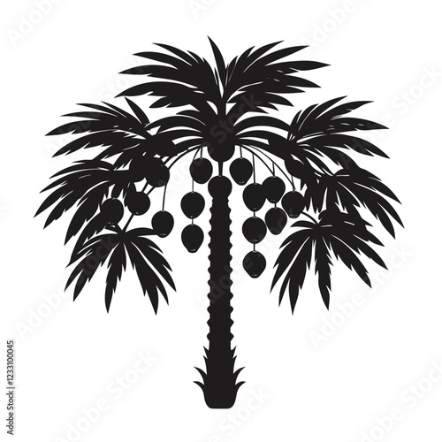Silhouette of A Date Palm Tree vector illustration