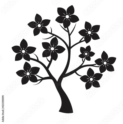 Silhouette of A Flowering Dogwood Tree vector illustration