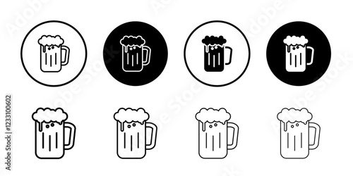 Beer mug icon Outline thin set pack series