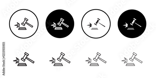 Gavel icon Outline thin set pack series