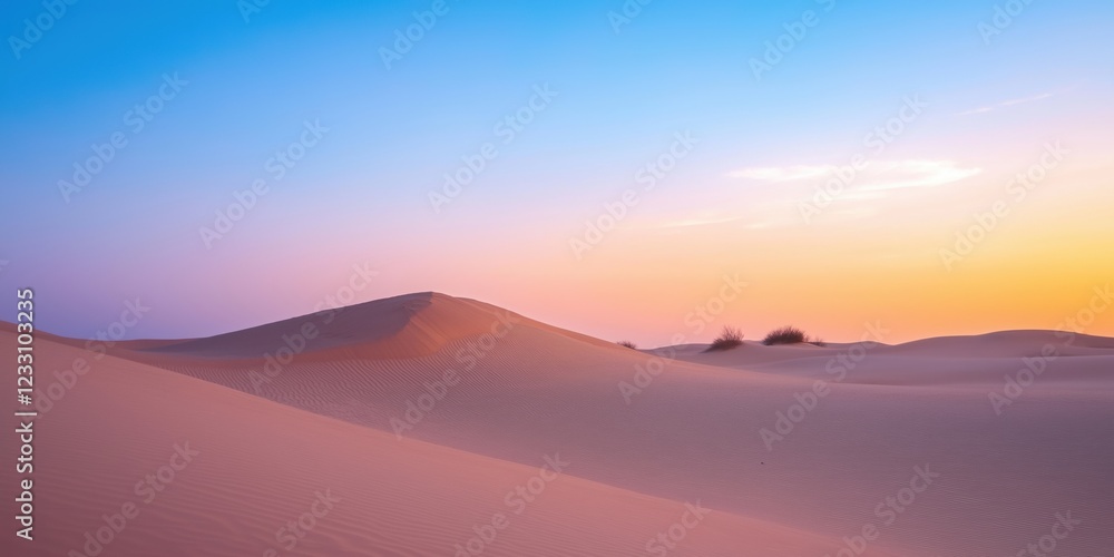 A desert landscape with a beautiful orange and pink sky. The sky is filled with clouds and the sun is setting. The sand dunes are covered in a light dusting of sand and the sky is a mix of blue A desert landscape with a beautiful orange and pink sky. The sky is filled with clouds and the sun is setting. The sand dunes are covered in a light dusting of sand and the sky is a mix of blue