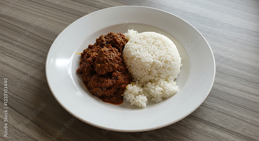 Delicious Rendang Beef with Rice Recipe Delicious Rendang Beef with Rice Recipe