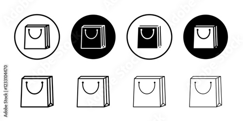 Paper bag icon Outline thin set pack series