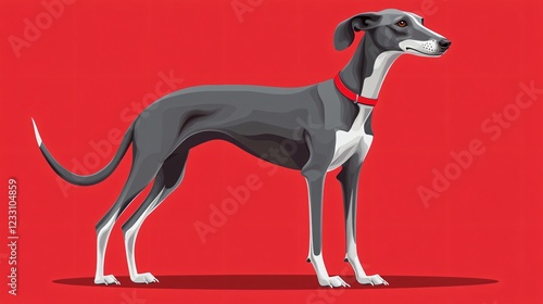 Elegant Greyhound Dog Pet Animal Flat Vector Illustration for Graphic Design Projects photo