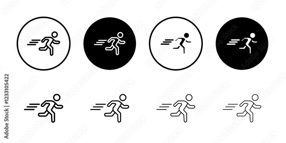 running icon Outline thin set pack series