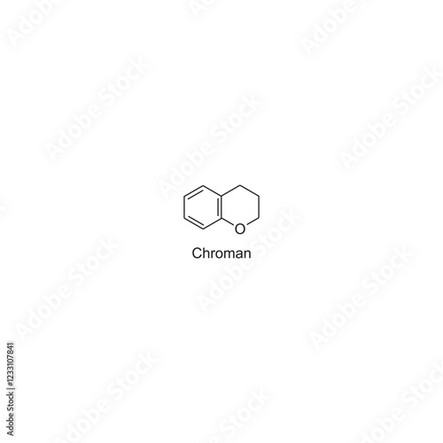 Chroman skeletal structure.Heterocyclic Compound compound schematic illustration. Simple diagram, chemical structure.