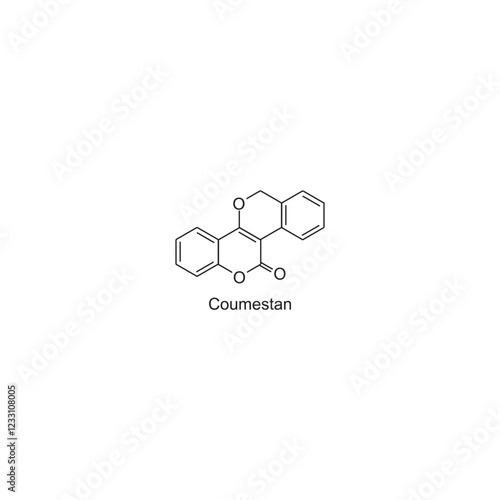 Coumestan skeletal structure.Isoflavonoid compound schematic illustration. Simple diagram, chemical structure.