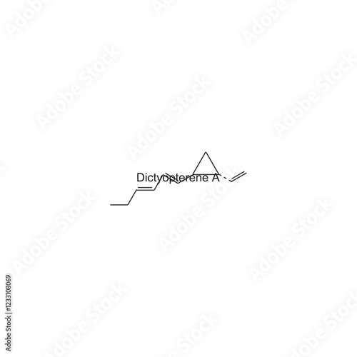 Dictyopterene A skeletal structure.Terpenoid compound schematic illustration. Simple diagram, chemical structure.