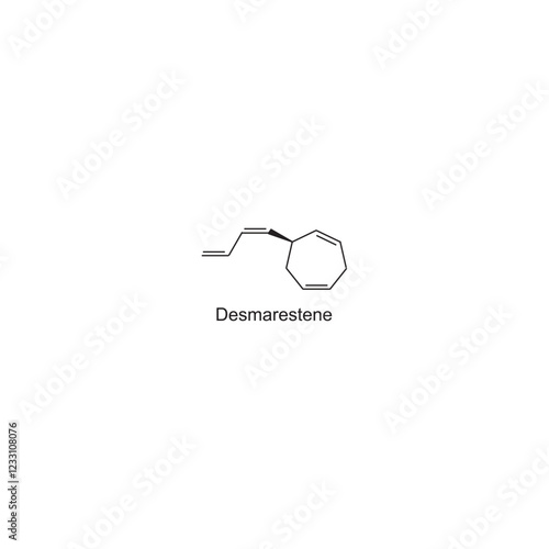 Desmarestene skeletal structure.Hydrocarbon compound schematic illustration. Simple diagram, chemical structure.