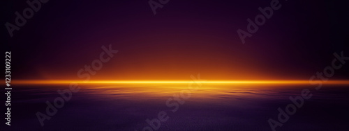 A dark purple gradient background with yellow and orange light at the bottom, enhanced by a grainy texture. The design is minimalist, with simple compositions that create a clean, elegant visual effec photo