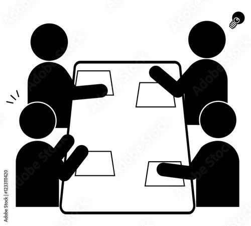 会議で盛り上がる人たちのピクトグラム