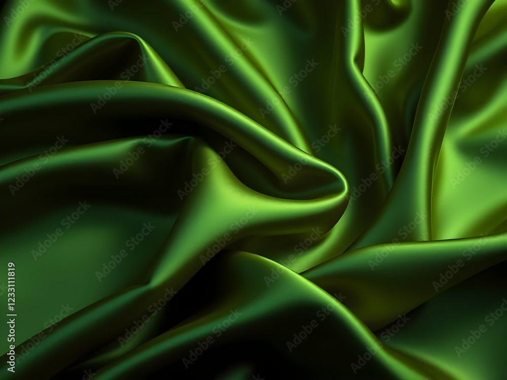 A close up of a green satin fabric. Created with Generative AI technology. A close up of a green satin fabric. Created with Generative AI technology.