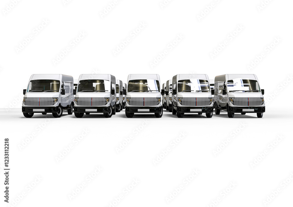 3D render image representing a fleet of delivery vans. cars fleet 3D render image representing a fleet of delivery vans. cars fleet